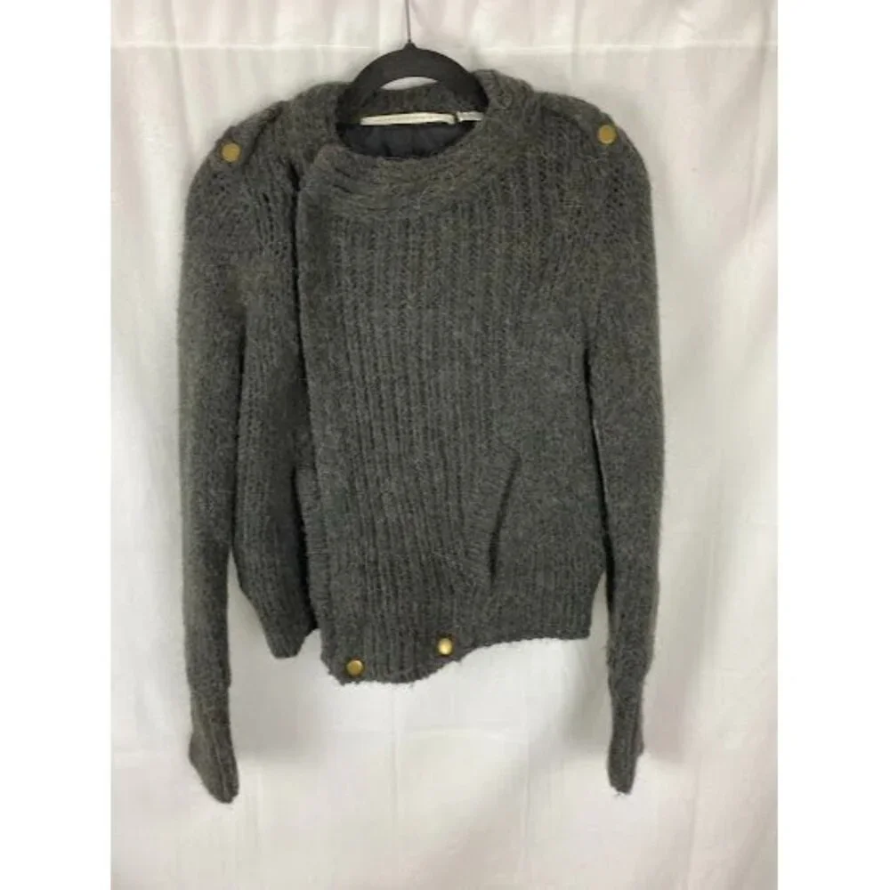 Twelfth Street By Cynthia Vincent Gray Alpaca Blend Sweater Jacket style# S9517 - Picture 1 of 14